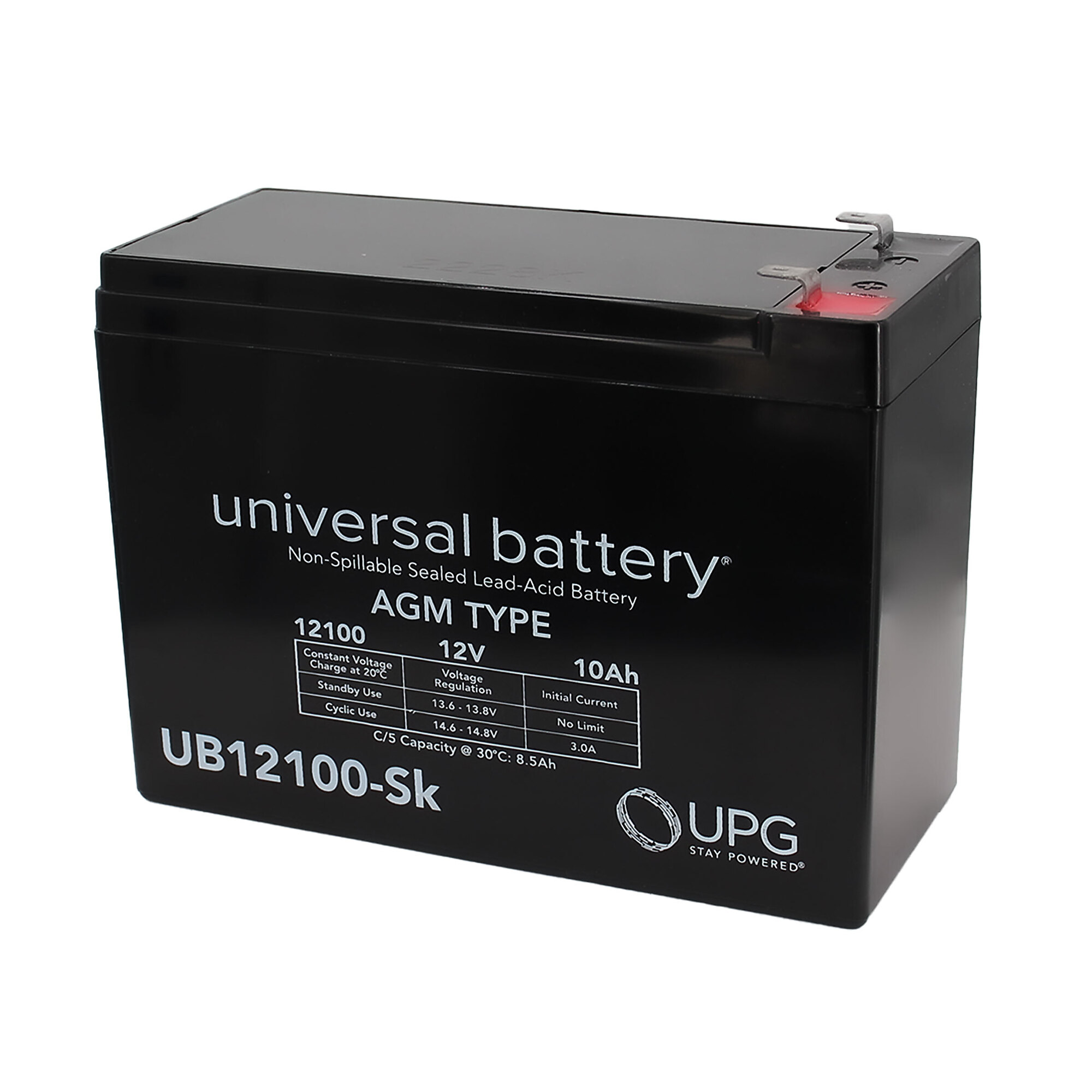 UPG Universal Sealed Lead-Acid Battery, AGM-type, 12V, 10 Amps, Model# UB12100-S